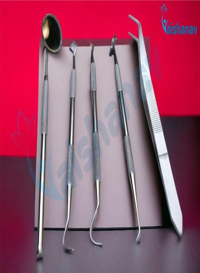 Vaishanav مجموعة أدوات طب الأسنان الاحترافية من فايشاناف مع حقيبة (مجموعة من 5 قطع) - مجموعة أدوات طب الأسنان الاحترافية للعناية الدقيقة بصحة الفم ونظافته - Image 4